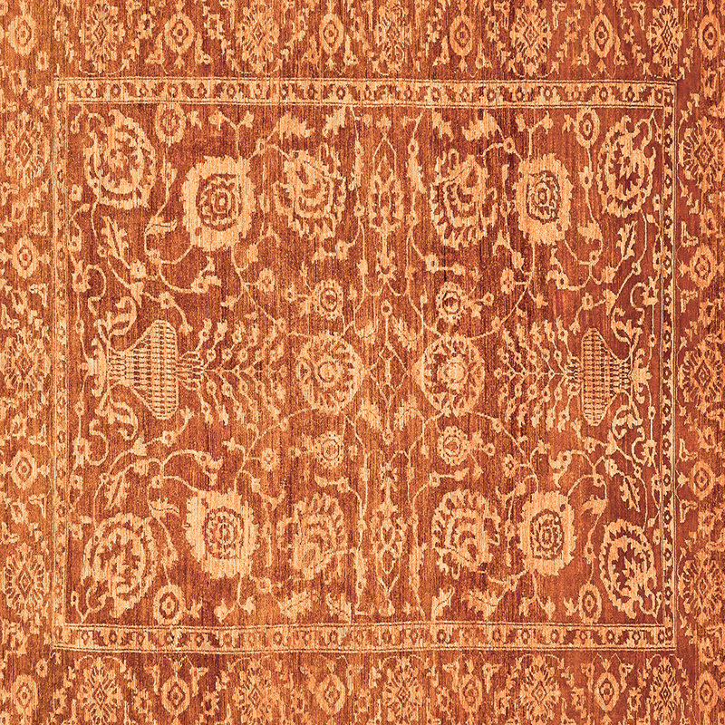 Tapis orange abstraits 451, Carré 3 pi