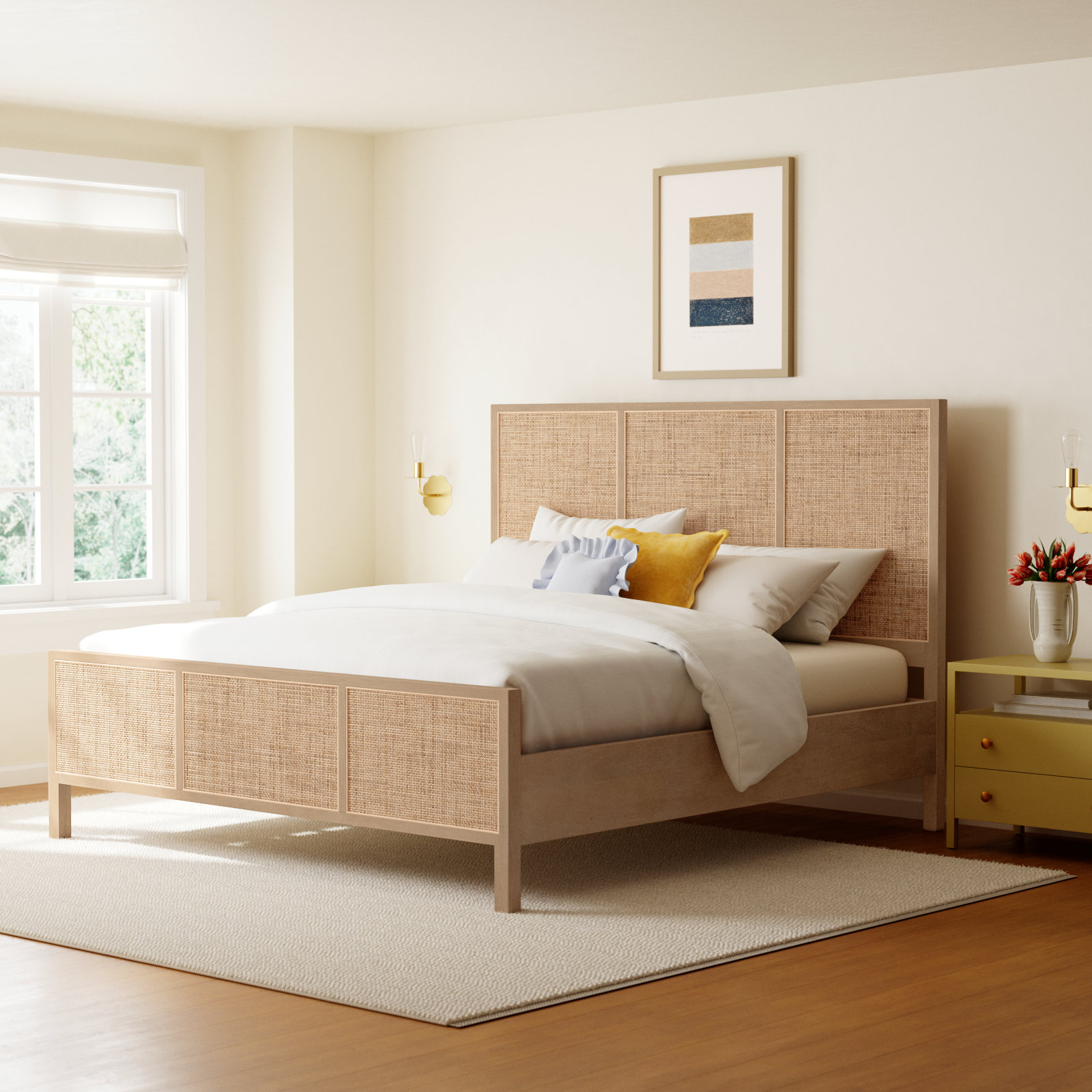 Nellie Cane Bed, King, Natural