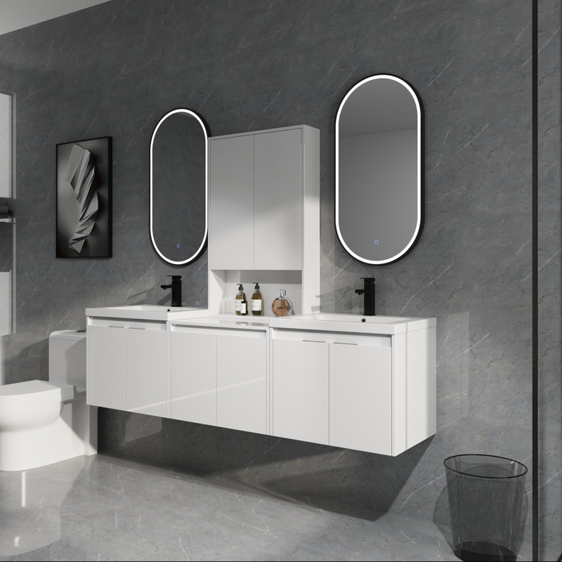 72" Bathroom Vanity Set with Resin Sinks