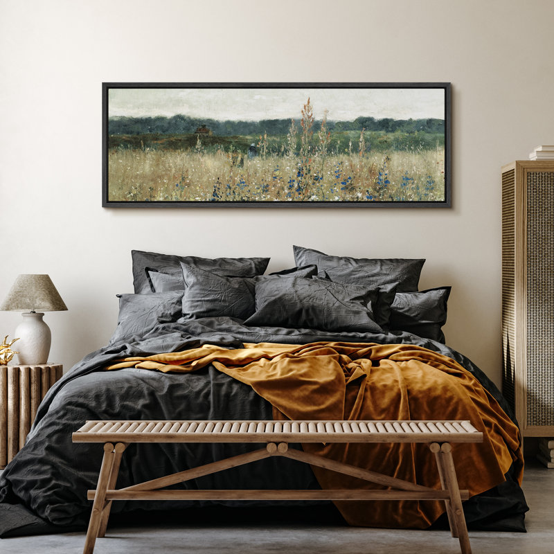 Rustic Countryside " Rustic Field Wildflowers Vintage Countryside Nature Landscape Retro Art Decor Extra Large Pictures "