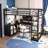 Space Saving Twin Loft Bed with L-Shaped Study Desk & Open Wardrobe - Integrated Storage for Kids, Teens & Adults-347789250-347789251