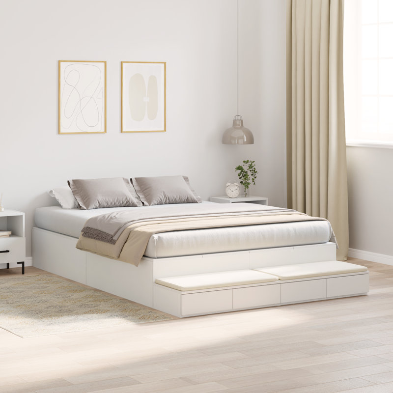 Vidaxl Storage Bed Frame, White, Single (3')
