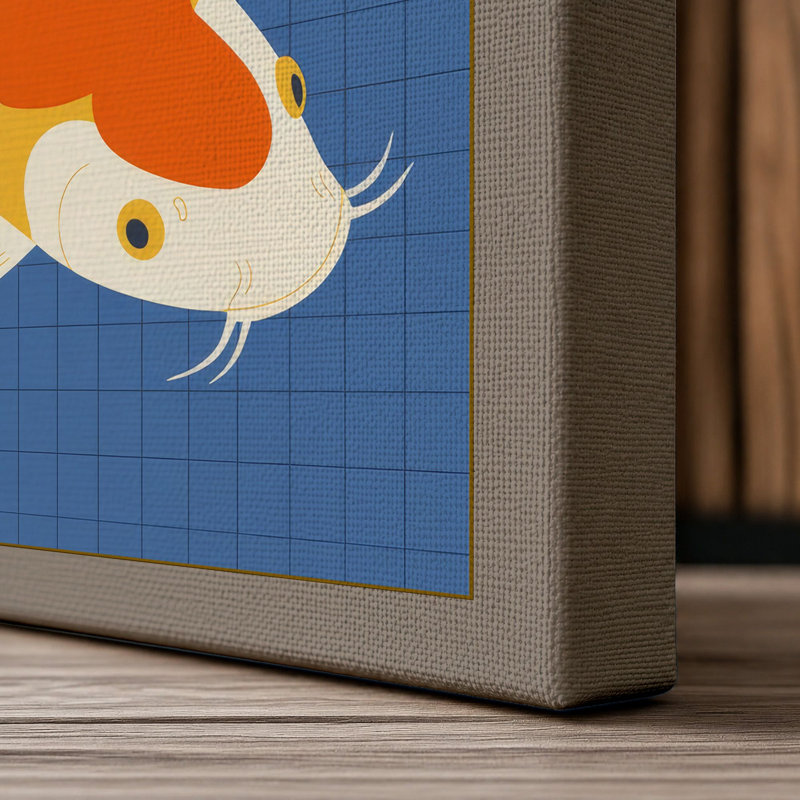 Leaping Koi Geometric - Wrapped Canvas, 18x12 - 45.7 x 30.5 cm, Taupe Border