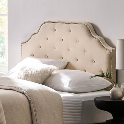Queen Sized Headboard In Beige, With Intriguing Diamond Stitch And Character Enchanting Stitching Bedroom Appeal