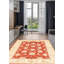 Tapis rouge foncé en laine noué à la main de conception unique 5 pi 7 po x 7 pi 8 po Hars