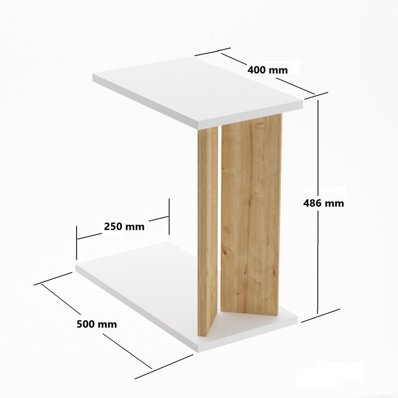 Modern Side Table, Sapphire Oak & White, 19.7 x 19.1 x 15.7 inches | 100% Melamine Coated Particle Board, Thickness: 0.7 inches | Stylish & Functional Design for Living Room or Bedroom, Easy to Assemble