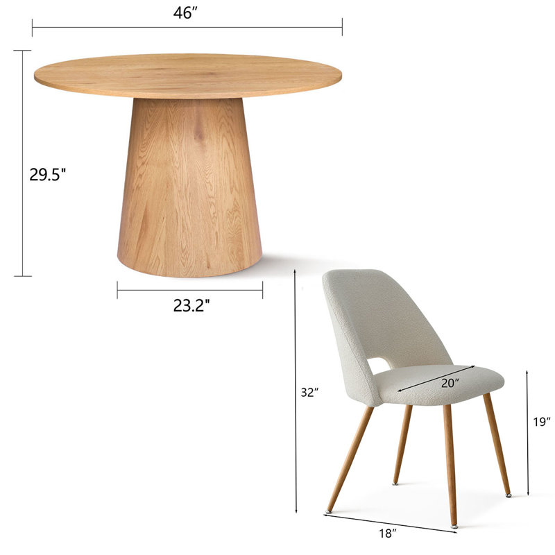 Daeb 5-Piece Round Dining Table Sets, Beige