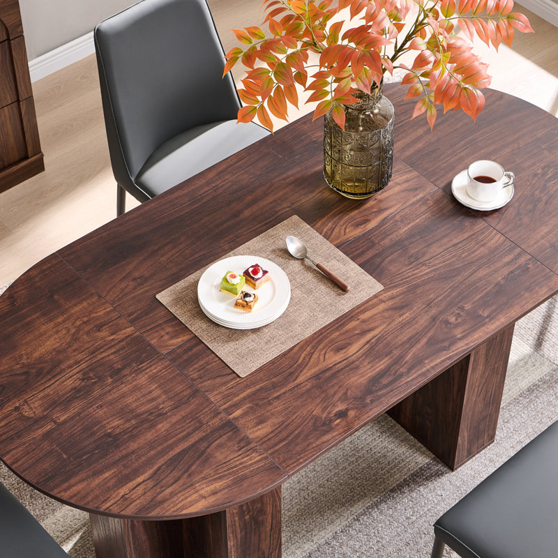 Oval Kitchen Dining Room Table For 6-8, Brun