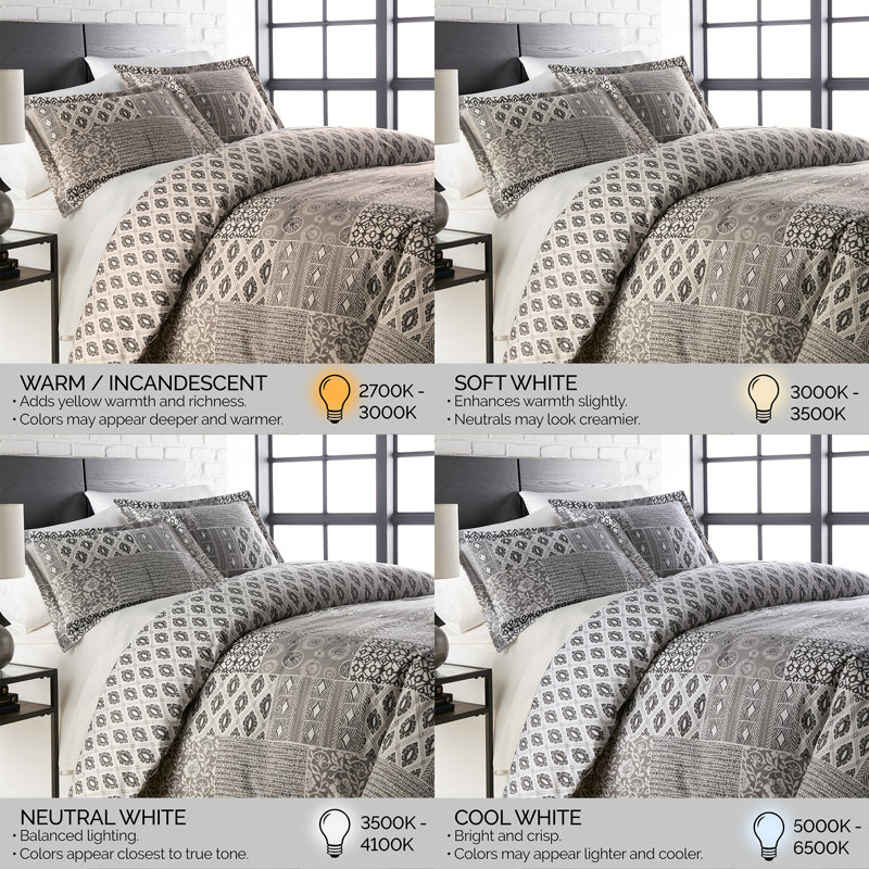 Ensemble de housse de couette réversible en microfibre Global Patchwork Collection, Gris