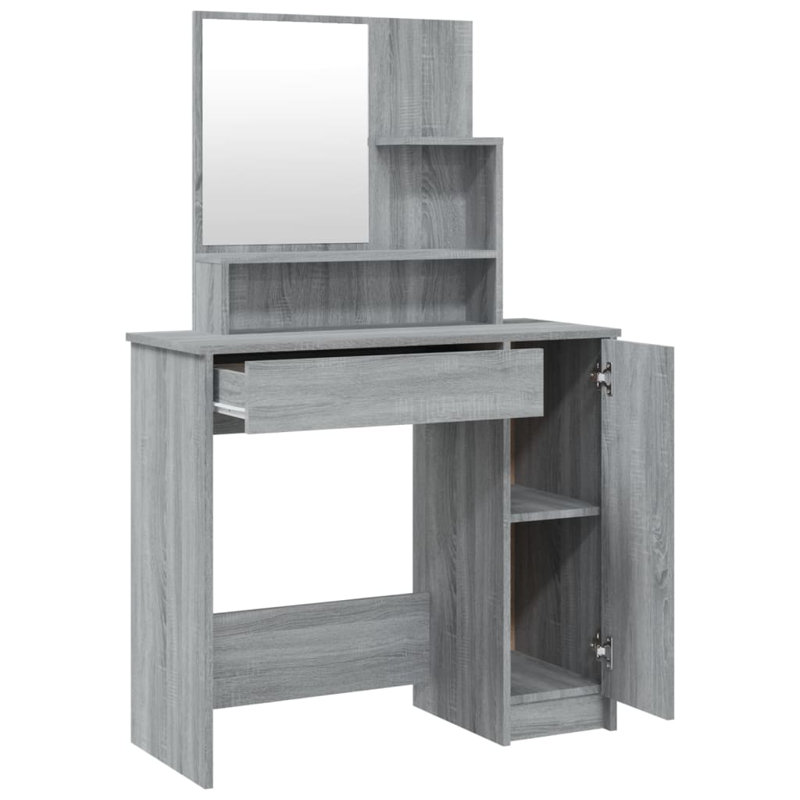 Libaan Dressing Table with Mirror, Grey Sonoma