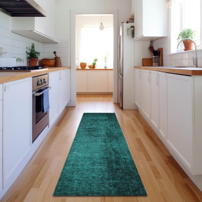 Cerrito AMF554 Machine Washable Premium Teal Area Rug