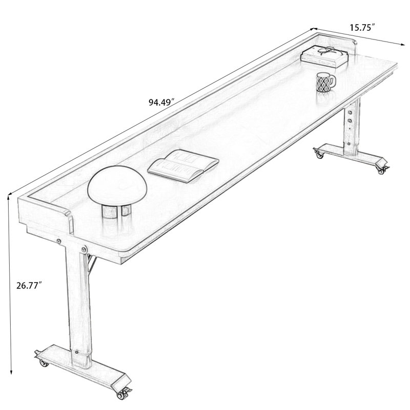 Table d'appoint rectangulaire noire en composite de bois et en acier, 94.49