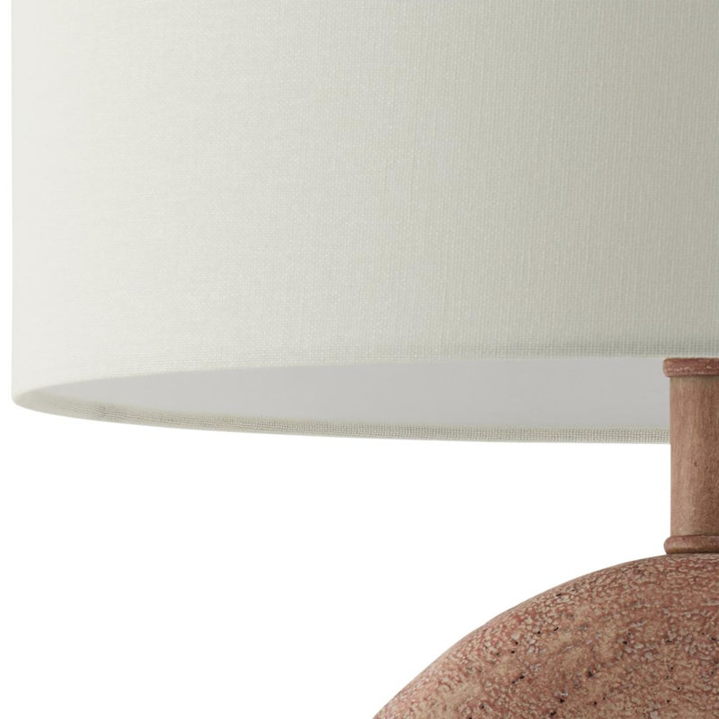 Lampe de table en résine avec abat-jour tambour en lin 1 lumière Jordie , Rosé
