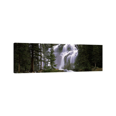 Waterfall In A Forest, Banff, Alberta, Canada - Wrapped Canvas Panoramic Print