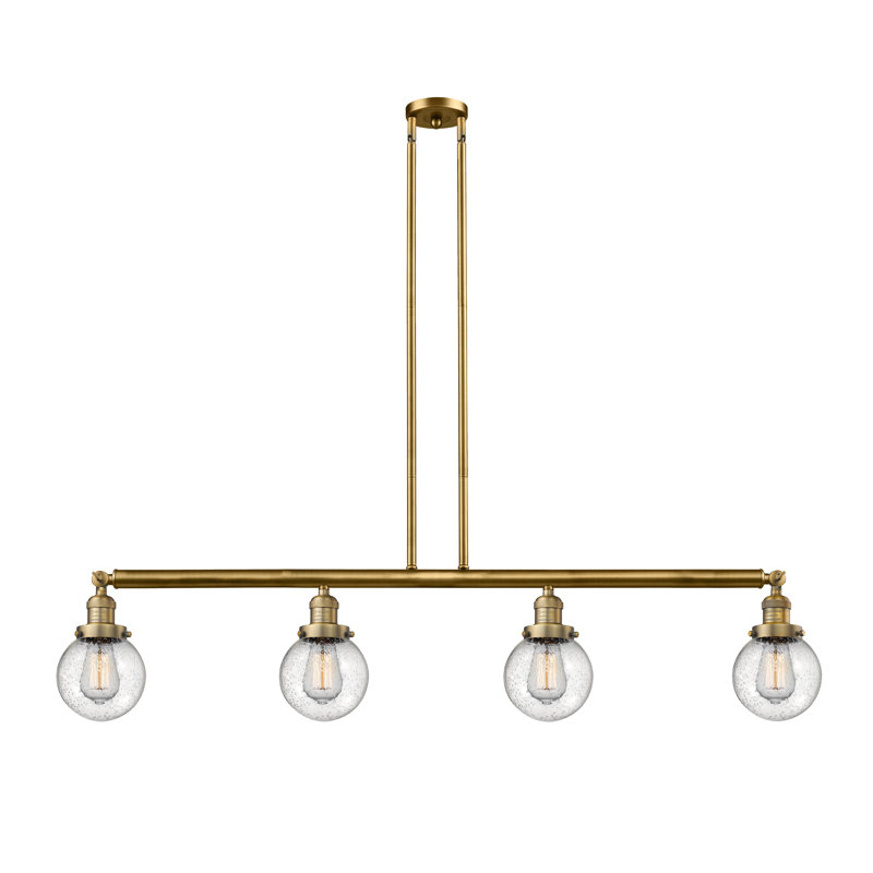Luminaire suspendu pour îlot de cuisine 4 lumières Clementina, Boîtier blanc mat, Ampoule non incluse, Nickel poli