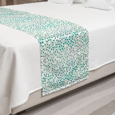 Ambesonne Romantic Bed Runner Old Fashion Minimalist Teal Slate Blue
