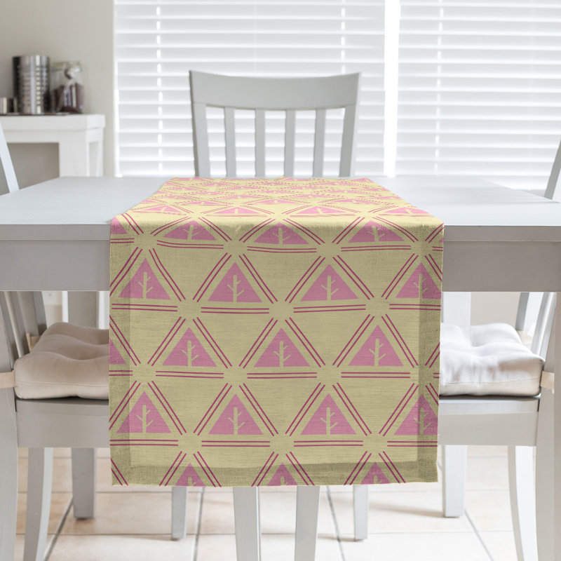 Chemin de table d’arbre minimaliste classic Barbra, 16 po x 90 po, Rose pâle / Jaune