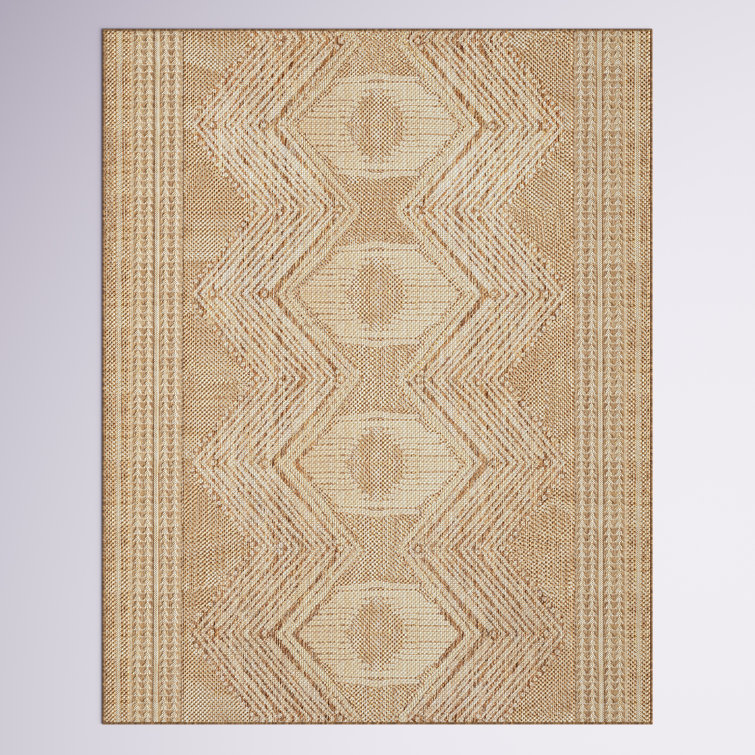 Kendall Geometric Indoor / Outdoor Tan Area Rug Mistana Rug Size: Rectangle 4' x 6