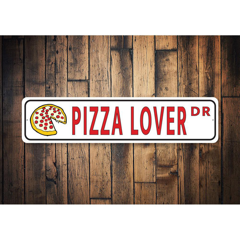 Plaque en aluminium Pizza Street, H 4 po x l 18 po x P 0,04 po