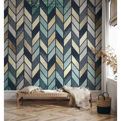 Colourful Line Rectangle Geometric Shapes Modern Removable Wallpaper