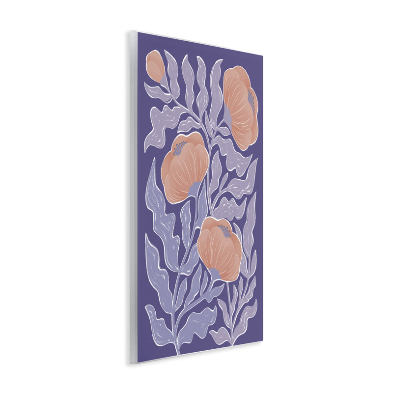 Plaque murale Mid-Century mauve coquelicots, design par Martina Pavlova, H 15 po x l 10 po