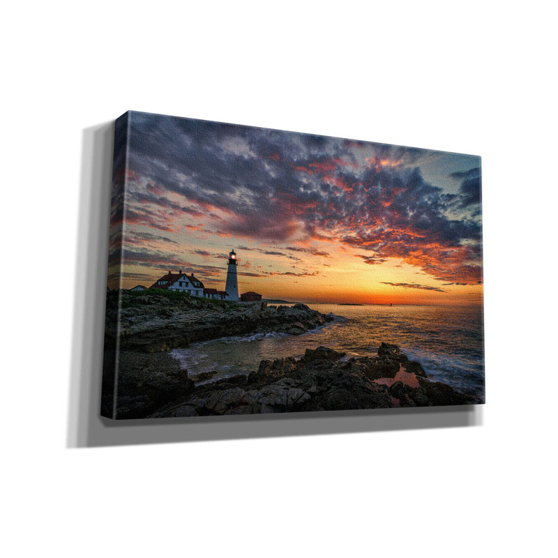«Spring Dawn Portland Head Light» par Rick Berk, art mural sur toile