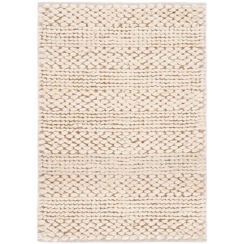 Keyia Natural Fiber Flat Weave Jute/Cotton Solid Color Rug in Beige, Square 6'