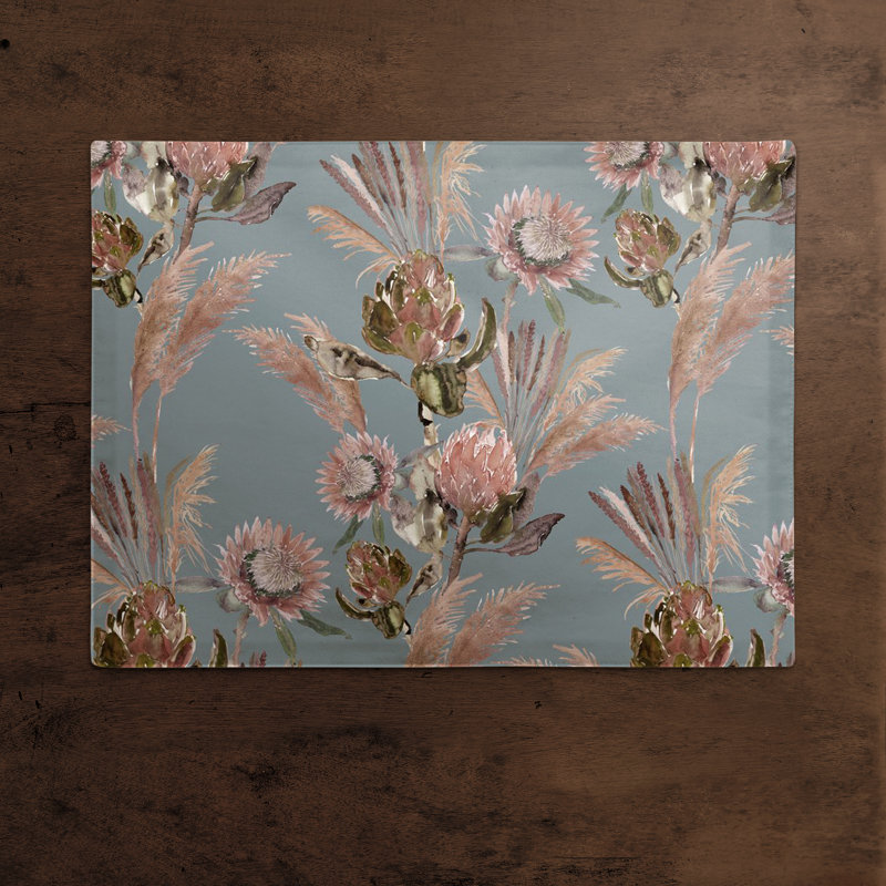 Napperon en polyester 14 "Protea Blooms, Bleu