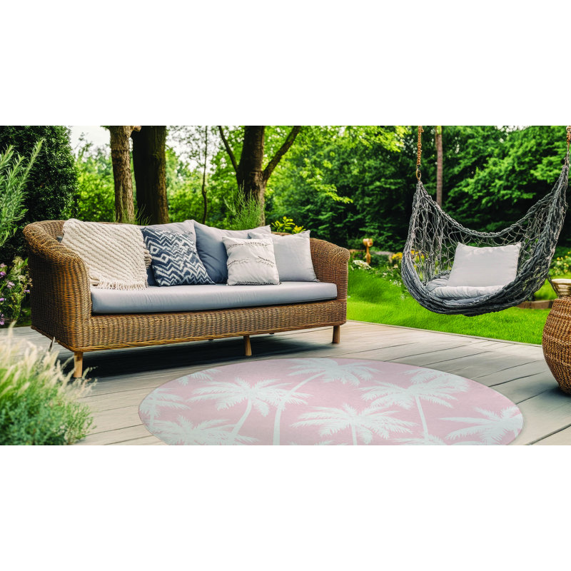 Tapis d'extérieur Palm, Rond 5 pi