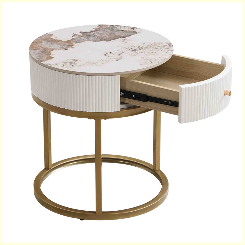 Modern Round Side Table with storage
