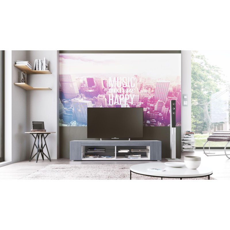 Killion Unfinished TV Stand for TVs up to 60", White (matt)/Avola anthracite