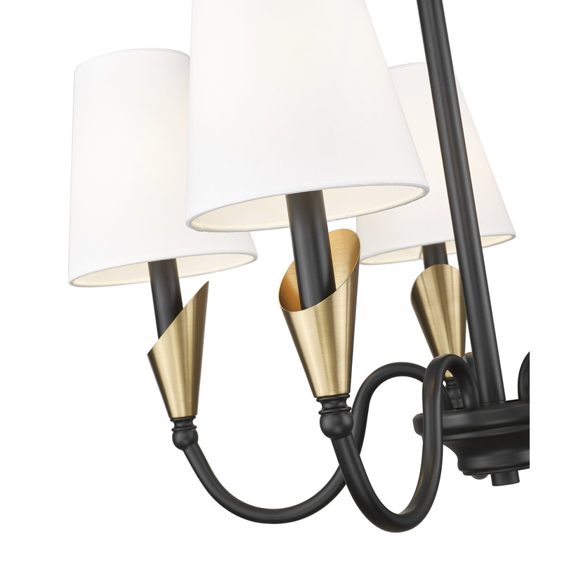 Lustre moderne Elvin, 5 lumières, H 28,5 po x l 24 po x P 24 po, Noir mat / Or