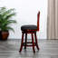 Tabouret de bar pivotant de 61 cm (24 po) avec structure stable, finition cerisier, assise en tissu anthracite. Rotation à 360 degrés. Pieds évasés en mousse confortable pour une stabilité accrue.