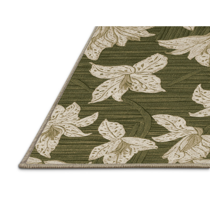 Tapis botanique brun lavable à la machine, Rectangle 6 pi x 9 pi