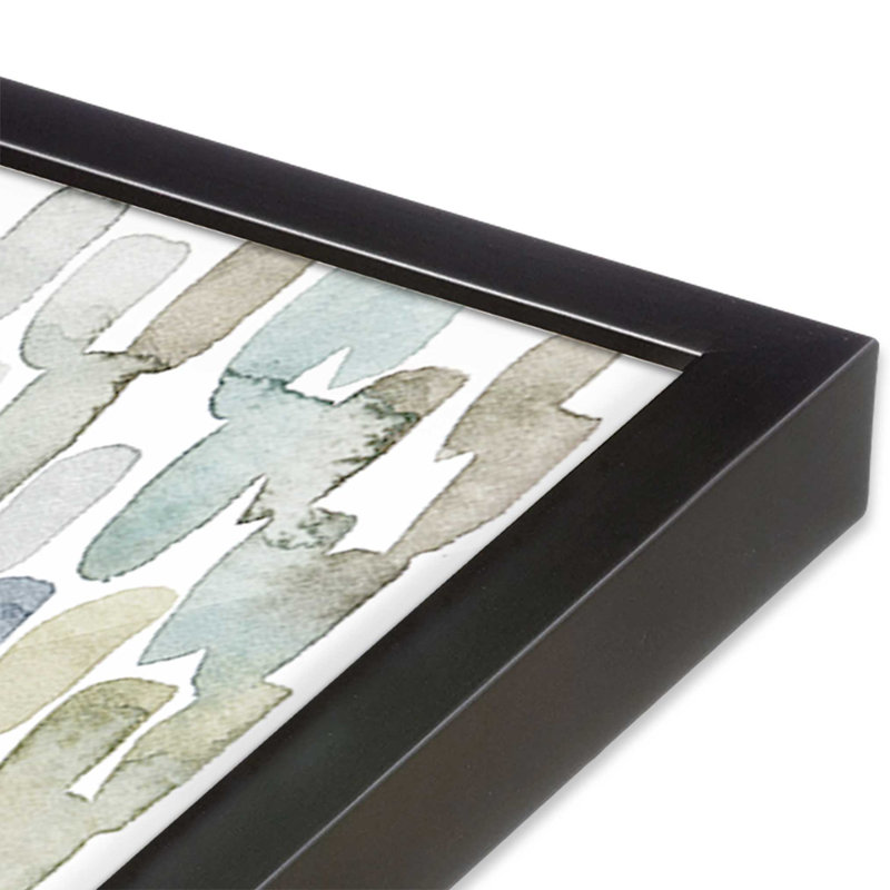 Fluid Abstracts in Earthy Blues I Print in a Frame, Cadre de coin ouvert en zinc patiné, H 21,25 po x l 17,25 po