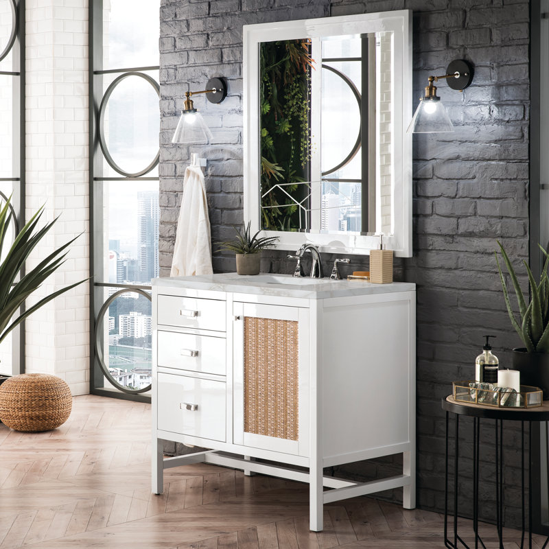 Addison 36 in. Handmade Single Vanity, Glossy White, Victorian Silver, 8" Widespread