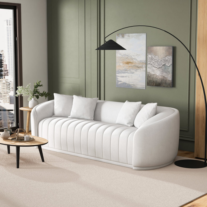 Canapé à accoudoirs arrondis 92,51 po Axal, Boucle blanc