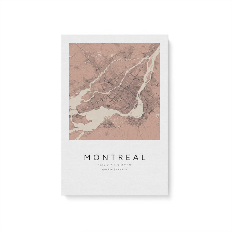 «Montreal Street Map», reproduction d'art sur toile, 20 po x 30 po, Toile tendue
