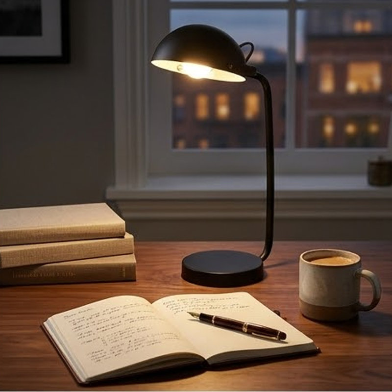 Ensemble de 2 lampes de table Kryo, cadre incurvé, abat-jour dôme pivotant, métal noir 24 po