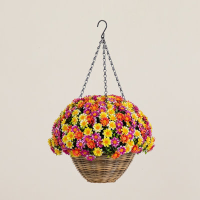 22 po Panier suspendu en marguerite artificielle résistante aux rayons UV (intérieur / extérieur)
