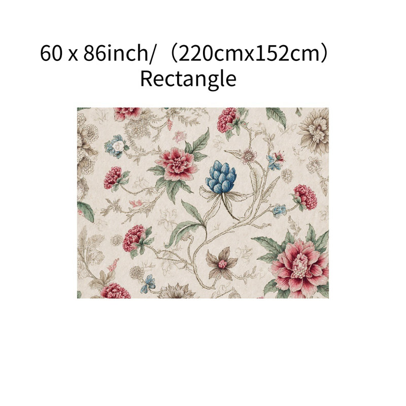 Nappe rectangulaire rouge rétro en forme de pivoine, 60 L x 86 l