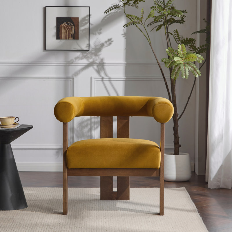 Chaise d'appoint moderne rembourrée avec accoudoirs ronds