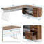 Bureau de direction en L 71 po avec tiroirs et tablettes de rangement-124526245