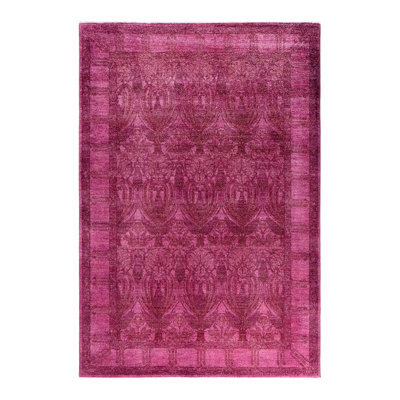 Overyed One-of-a-Kind Rectangle 6'2" X 8'10" New Age Wool Area Rug Pink/Gray