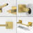 Bath Hardware Set 2-Piece Toilet Paper Holder, Towel Ring Wall Mounted Bathroom Accessories Set In Brushed Gold-121793963