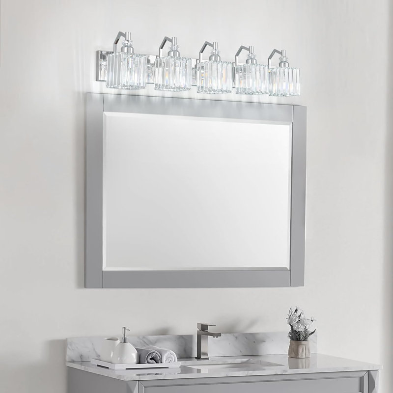 Luminaire de meuble-lavabo moderne avec abat-jour en cristal, installation sur miroir, installation facile, Chrome chrome