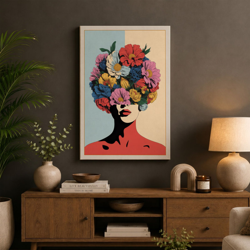 Blooming Crown Botanical - Wrapped Canvas, 18x12 - 45.7 x 30.5 cm, Ochre Border