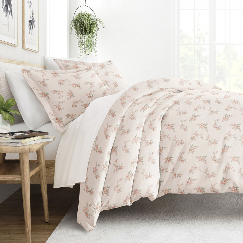 Ensemble de housse de couette 3 pièces à motif ultra doux - Serenity, Simple / simple TG, Rose abricot