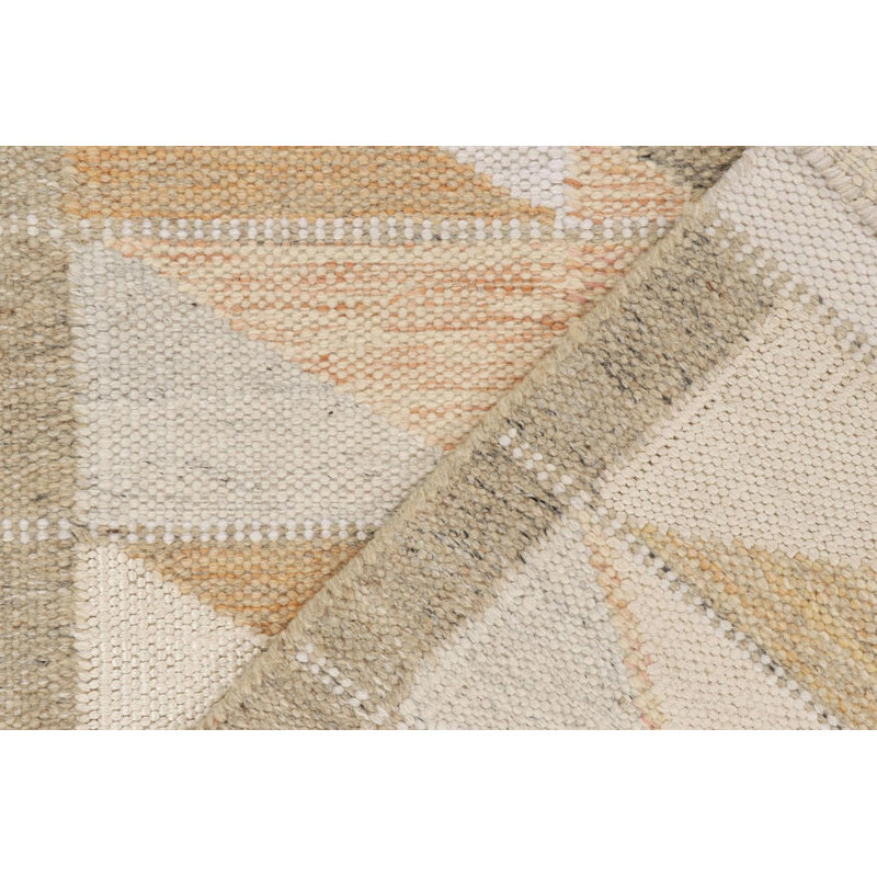 Scandinavian Custom Rug In Beige, White Geometry By Rug & Kilim, Rectangle 10' x 14'