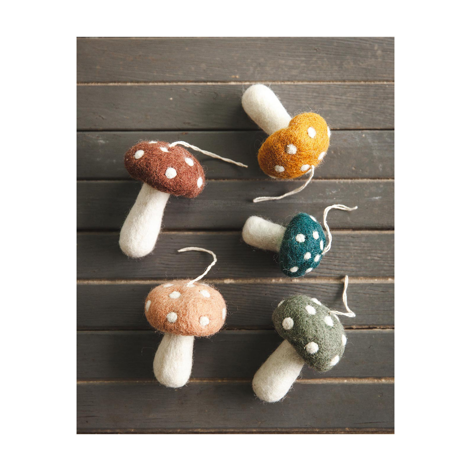 Felted Mushroom Ornament, Teal, 2.5" H x 1.88" W x 1.88" D